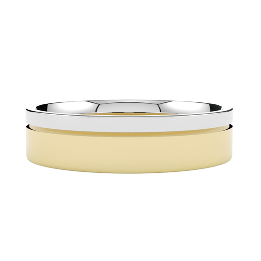 Dwukolorowa żółto-biała płaska obrączka ślubna