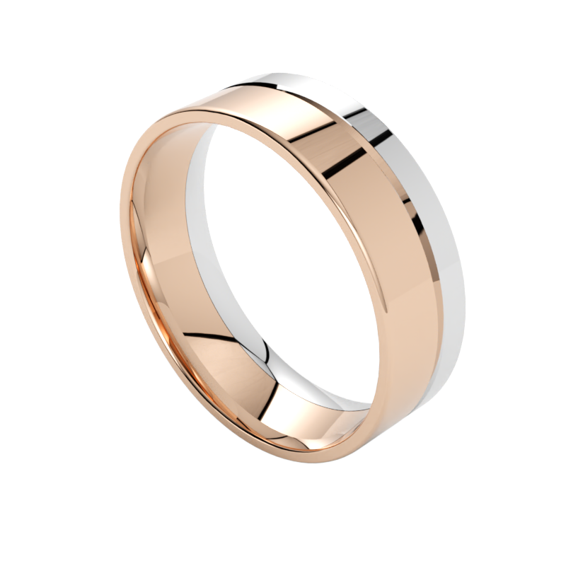 Klasyczna obrączka ślubna wielokolorowa z różowego i białego złota 585