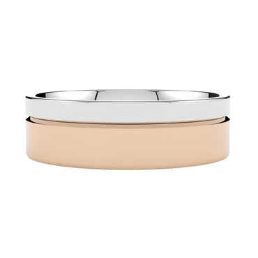 Płaska obrączka ślubna z różowego i białego złota