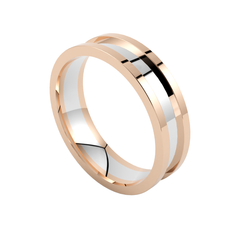 Nowoczesna obrączka ślubna wielokolorowa białe i różowe złoto585