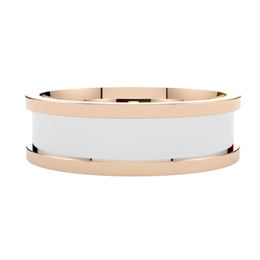 Obrączka ślubna wielokolorowa z białego i różowego złota profil płaski