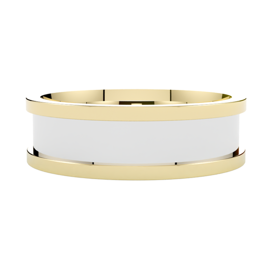 Obrączka ślubna wielokolorowa z białego i żółtego złota 585