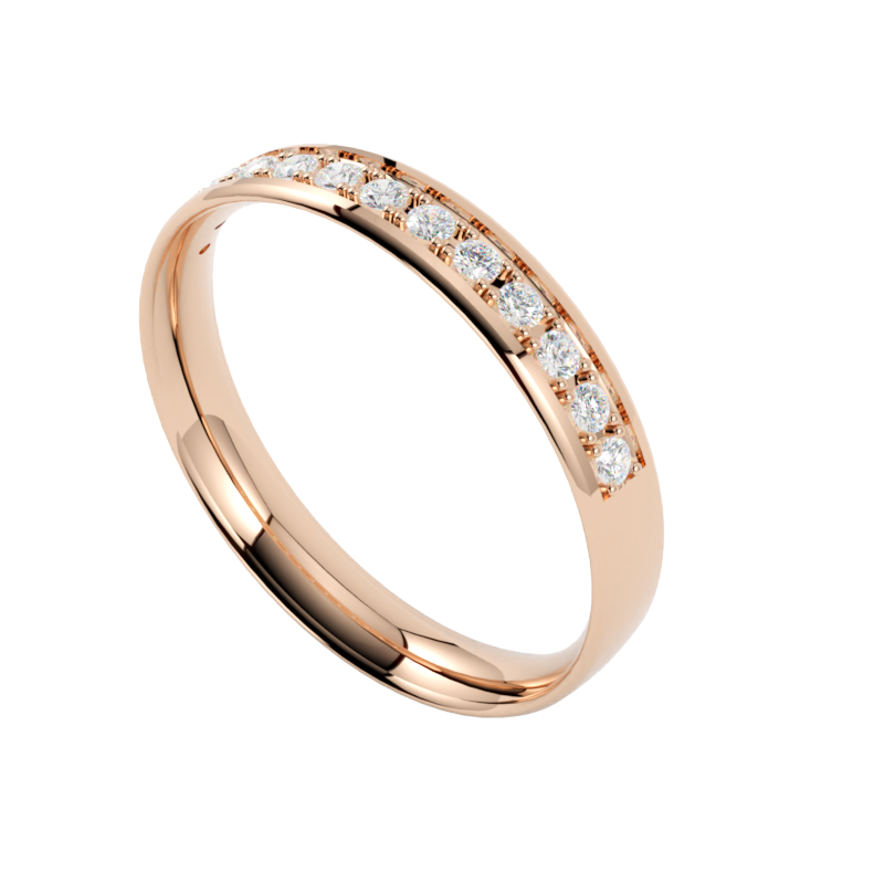 Klasyczna obrączka ślubna z diamentami różowe złoto