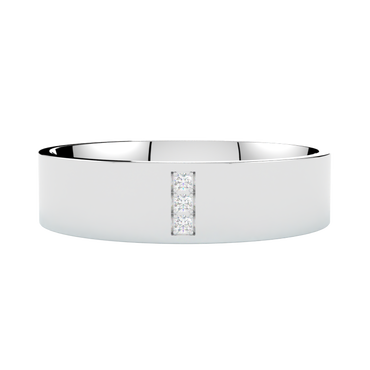 Nowoczesna obrączka z białego złota z trzema diamentami
