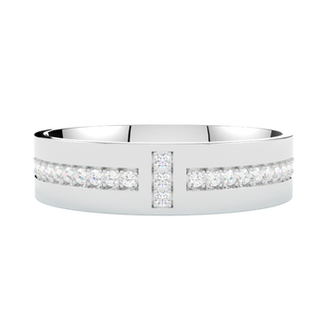 Obrączka z białego złota z delikatnym rzędem brylantów