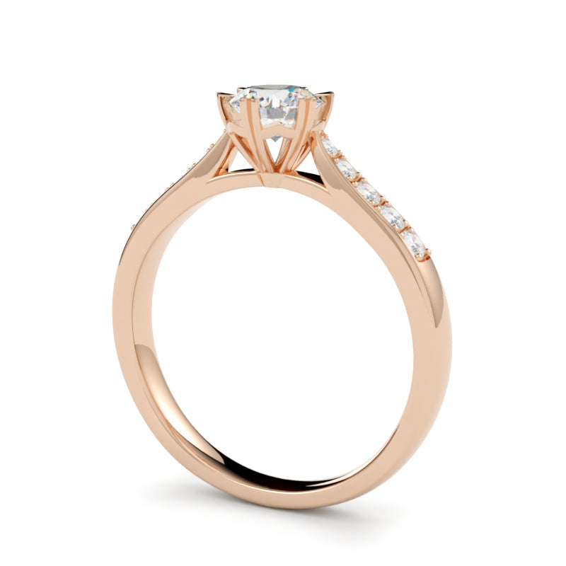 Pierścionek z diamentem Maya, diament szlif brylantowy, różowe złoto 750, oprawa w 6 łapek, GOLDPORT