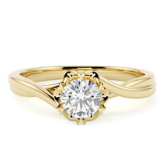 Złoty pierścionek zaręczynowy z diamentem, szlif brylantowy