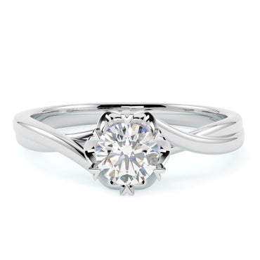 Pierścionek z białego złota z diamentem w stylu floralnym