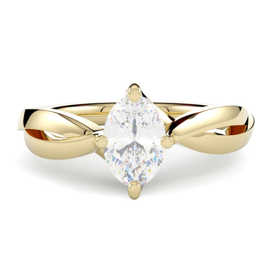 Pierścionek z owalnym diamentem w żółtym złocie