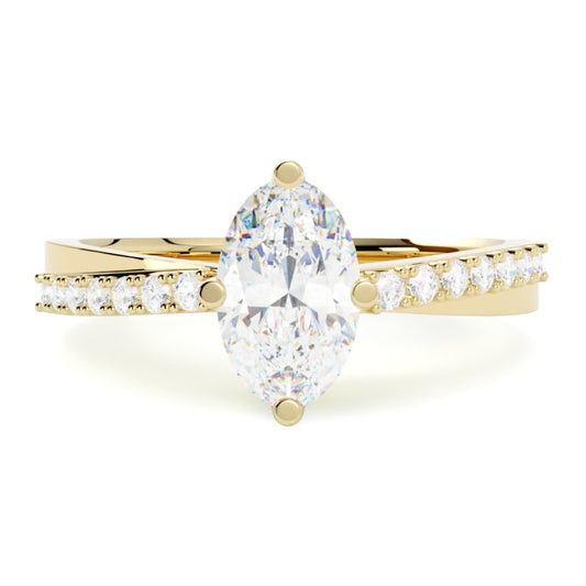 Pierścionek zaręczynowy z diamentem owalnym z żółtego złota 585 – elegancja i precyzja jubilerska GOLDPORT Szczecin