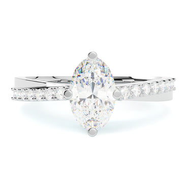 Pierścionek zaręczynowy z białego złota 585 – naturalny diament owalny w klasycznej oprawie