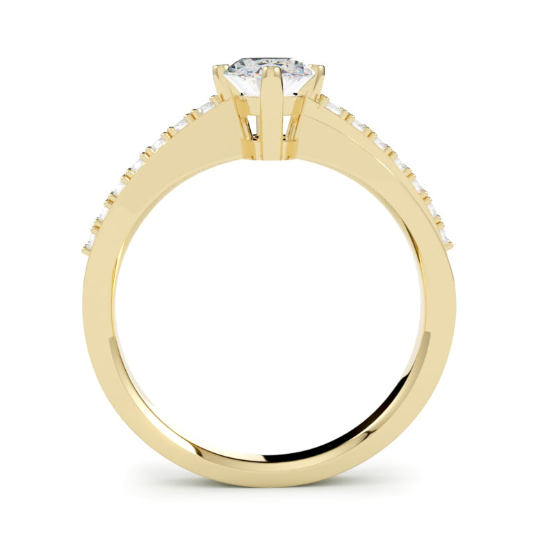 Pierścionek zaręczynowy z naturalnym diamentem owal z żółtego złota 585 i brylantami