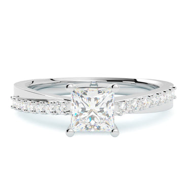 Pierścionek zaręczynowy z białego złota 585 – naturalny diament w precyzyjnej oprawie