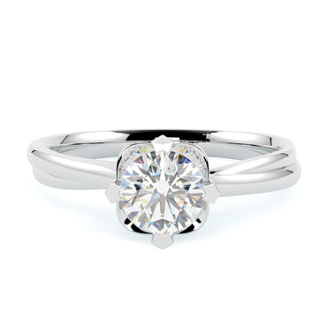 Pierścionek z brylantem, białe złoto 585 – diament centralny, minimalistyczna forma