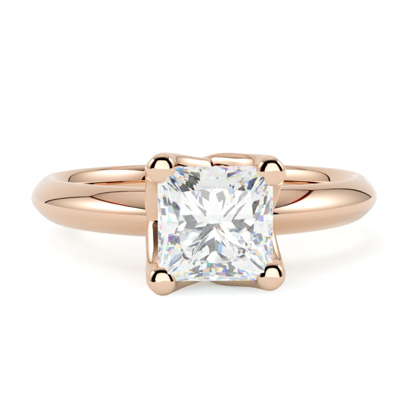 Pierścionek zaręczynowy PDB172 z diamentem princess różowe złoto 585 GOLDPORT