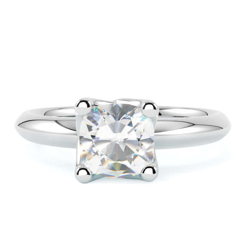 Pierścionek z diamentem naturalnym cushion Keira w białym złocie 585 GOLDPORT