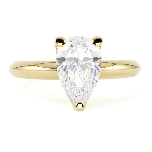 Pierścionek solitaire z diamentem gruszka żółte złoto 585 od GOLDPORT