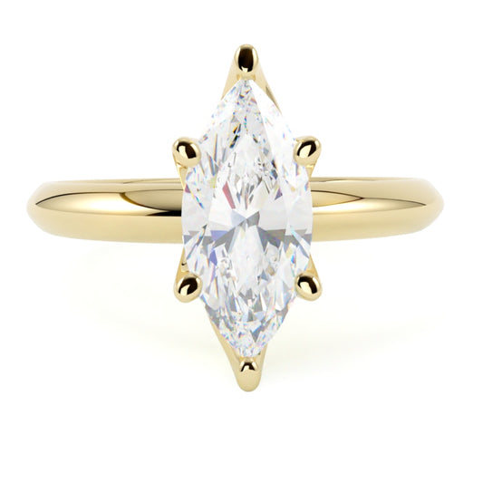 Pierścionek solitaire z diamentem markiza w żółtym złocie 6 łapek od GOLDPORT