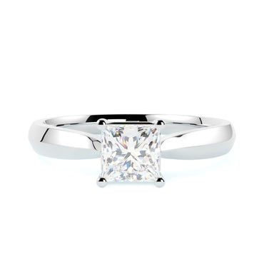 Pierścionek zaręczynowy z diamentem princess oprawa w 4 łapki białe złoto 585 od GOLDPORT