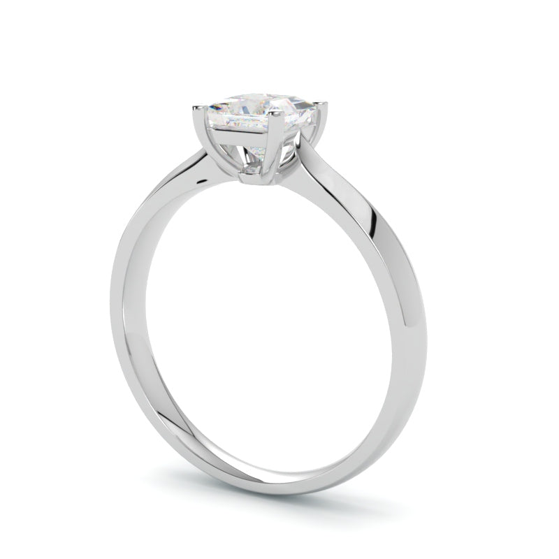 Klasyczny pierścionek zaręczynowy z diamentem princess oprawa w 4 łapki białego złoto 750 od GOLDPORT