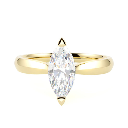 Klasyczny pierścionek zaręczynowy z diamentem w szlifie markiza żółte złoto producent GOLDPORT