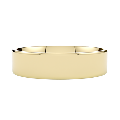 Obrączka ślubna klasyczna, płaski profil, soczewkowa, żółte złoto 585, GOLDPORT