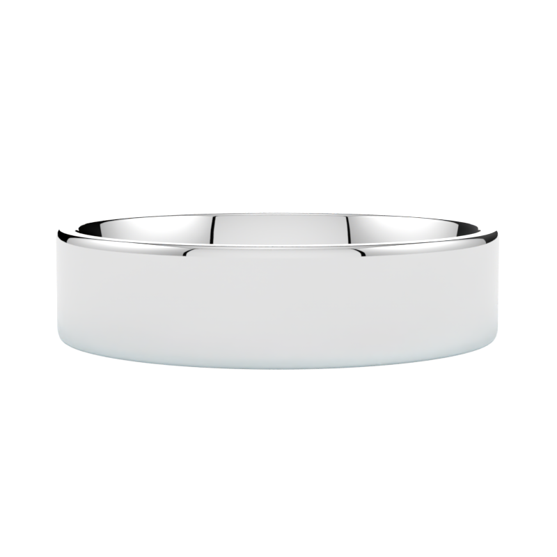 Obrączka ślubna klasyczna, płaski profil, soczewkowa, białe złoto 585, GOLDPORT