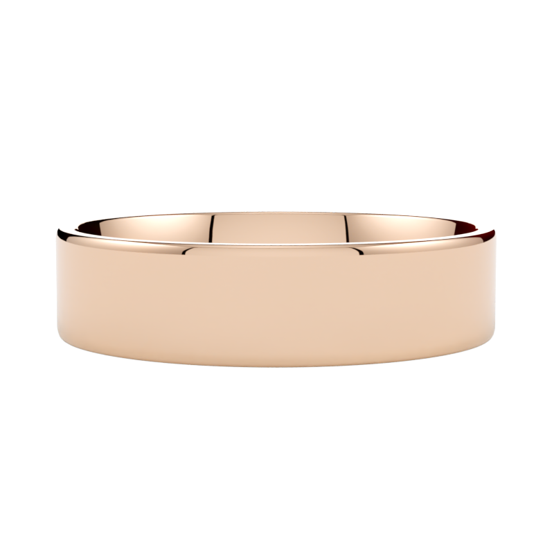 Obrączka ślubna klasyczna, płaski profil, soczewkowa, różowe złoto 585, GOLDPORT