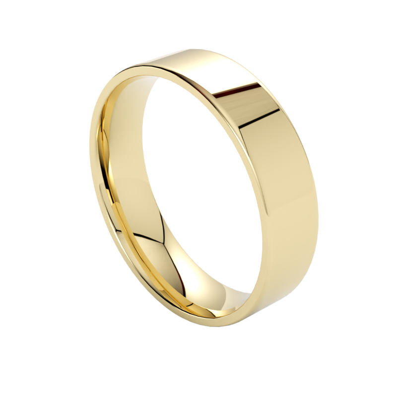 Obrączka ślubna, płaski profil, soczewkowa, żółte złoto 750, GOLDPORT