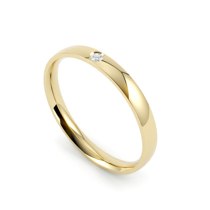 Półokrągła obrączka ze złota 750 z brylantem 0,02 ct w żółtym złocie GOLDPORT Jubiler Szczecin