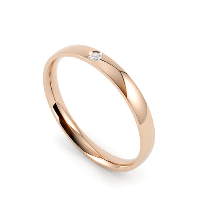 Półokrągła obrączka ze złota 750 z brylantem 0,02 ct w różowym złocie GOLDPORT Jubiler Szczecin
