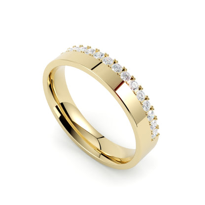 Klasyczna obrączka o profilu płaskim 4 mm z diamentami laboratoryjnymi 0,27 ct żółte złoto 750 GOLDPORT