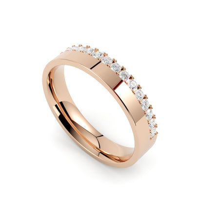Klasyczna obrączka o profilu płaskim 4 mm z diamentami laboratoryjnymi 0,27 ct różowe złoto 750 GOLDPORT