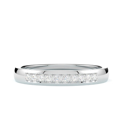 Obrączka ślubna z diamentami ze złota, białe złoto 585, 10 diamentów, oprawa w łapki, GOLDPORT