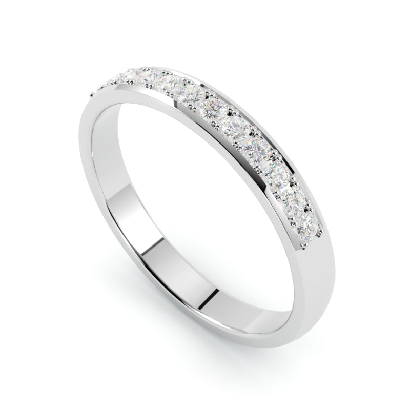 Obrączka złota z diamentami, profil półokrągły, białe złoto 750, subtelna, od GOLDPORT