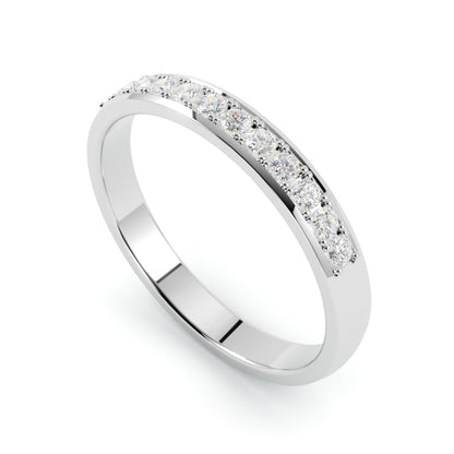 Obrączka złota z diamentami, profil półokrągły, białe złoto 750, subtelna, od GOLDPORT