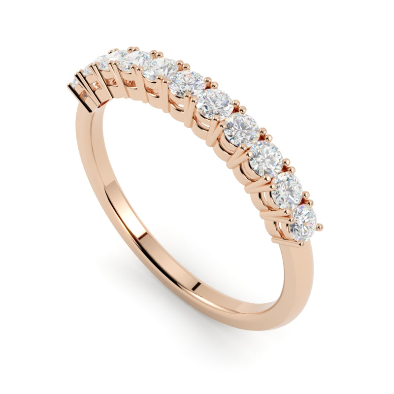 obrączki ślubne z diamentami 585, złoto różowe, elegancka forma, brylanty w szeregu