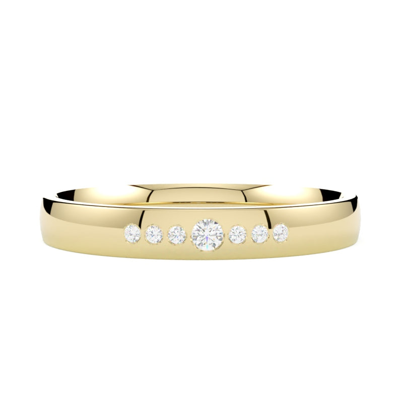 Obrączka z diamentami 3 mm szerokości z żółtego złota 585 GOLDPORT