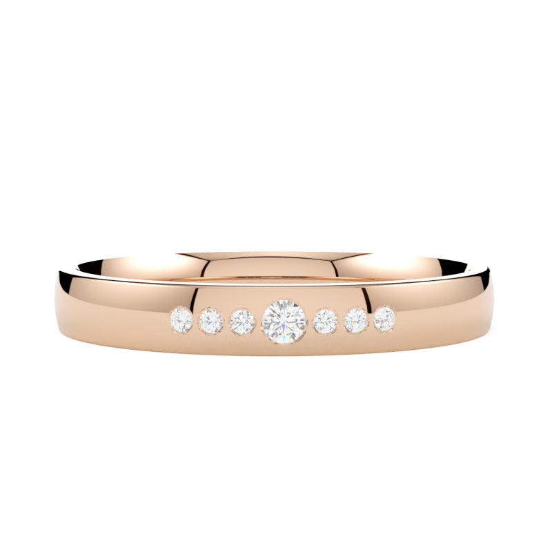 Obrączka z diamentami 3 mm szerokości z różowego złota 585 GOLDPORT