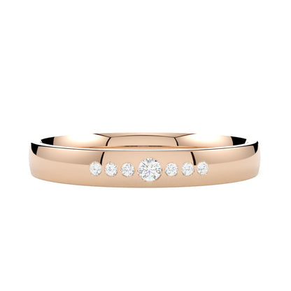 Obrączka z diamentami 3 mm szerokości z różowego złota 585 GOLDPORT