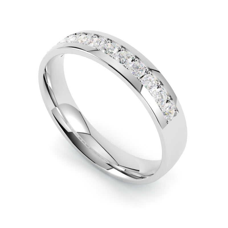 Płaska obrączka ślubna z platyny 950 z diamentami GOLDPORT