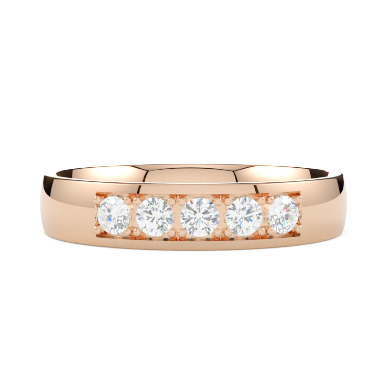 Złota obrączka z diamentami różowe złoto 585 GOLDPORT