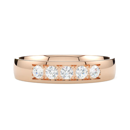 Złota obrączka z diamentami różowe złoto 585 GOLDPORT