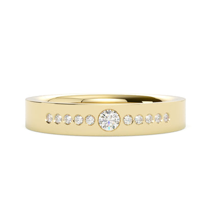 Płaska obrączka ślubna z diamentami żółte złoto 585 GOLDPORT