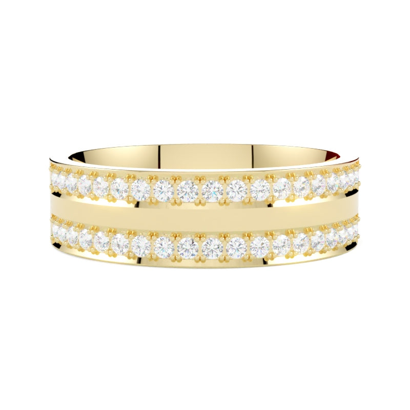 Szeroka obrączka ślubna z diamentami 38 sztuk z żółtego złota 585 od GOLDPORT