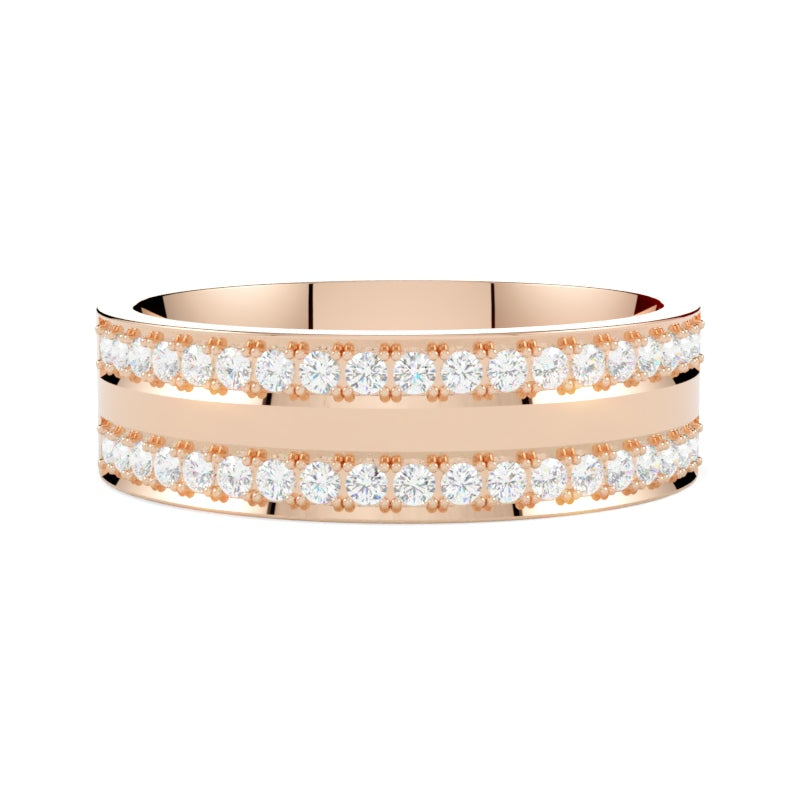 Szeroka obrączka ślubna z diamentami 38 sztuk z różowego złota 585 od GOLDPORT
