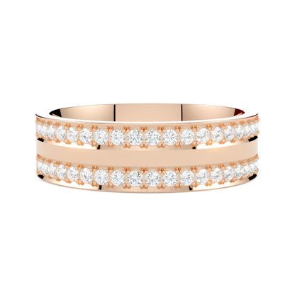 Szeroka obrączka ślubna z diamentami 38 sztuk z różowego złota 585 od GOLDPORT