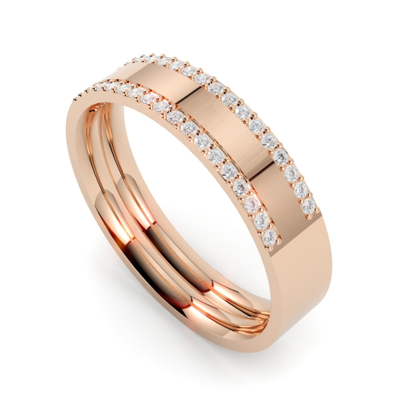 Ekskluzywna obrączka ślubna z różowego złota 750 z diamentami od GOLDPORT