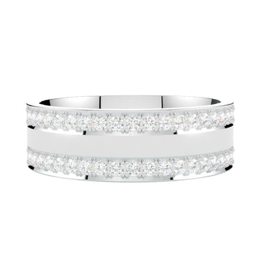 Obrączka ślubna z diamentami ze złota białego próby 585, szeroka dwa rzędy diamentów od GOLDPORT