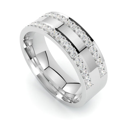 Obrączka ślubna z diamentami z platyny 950, szeroka dwa rzędy diamentów od GOLDPORT